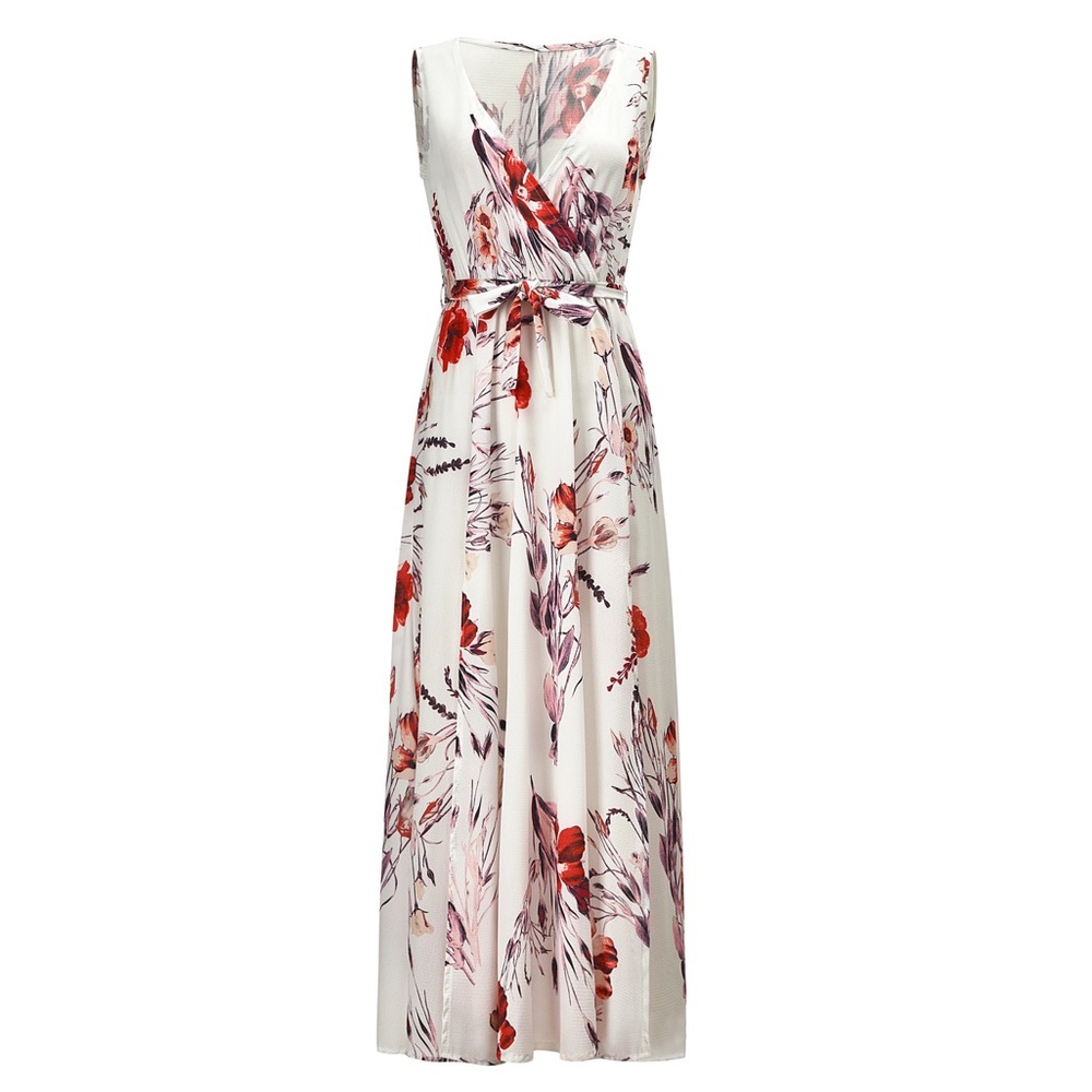 ♦️🆕Floral V Neck Front Slit Dress - Picture 2 of 6